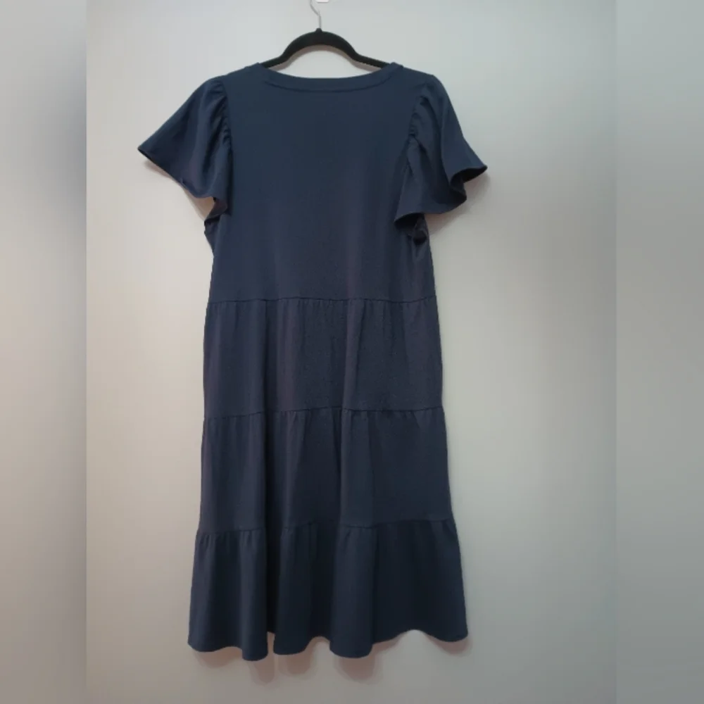 J. Crew Navy Blue‎ Tiered Ruffled Sundress M